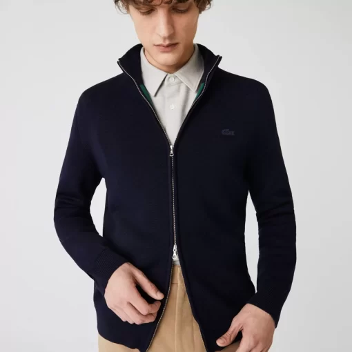 Lacoste Pullover>Herren Cardigan Aus Wolle Navy Blau 166