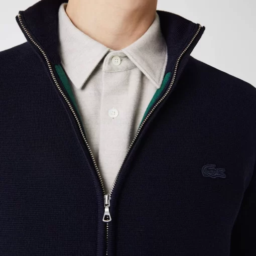 Lacoste Pullover>Herren Cardigan Aus Wolle Navy Blau 166