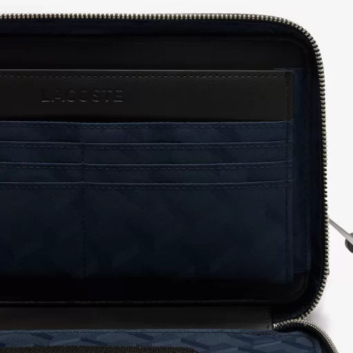 Lacoste Geldbörsen & Kleinlederwaren>Herren Chantaco Brieftasche Aus Pique-Leder Mit Reisverschluss Black 000