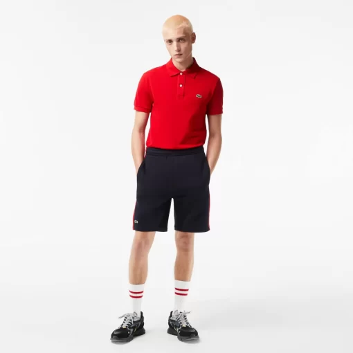 Lacoste Hosen & Shorts>Herren Colourblock-Shorts Aus Baumwollfleece Navy Blau / Rot Fzj