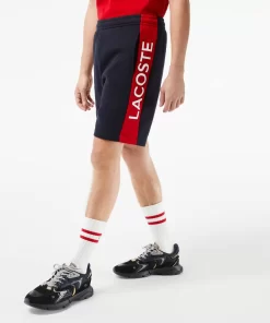 Lacoste Hosen & Shorts>Herren Colourblock-Shorts Aus Baumwollfleece Navy Blau / Rot Fzj