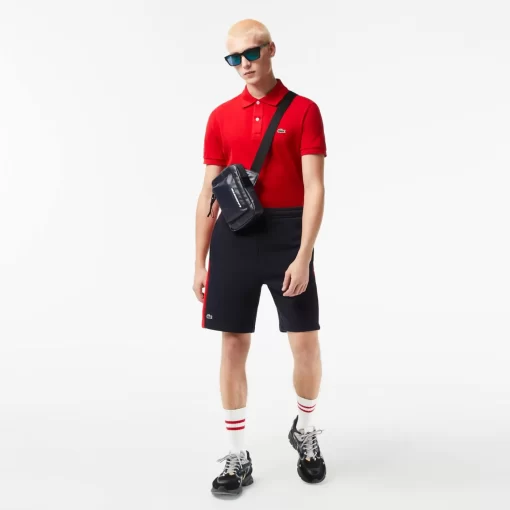 Lacoste Hosen & Shorts>Herren Colourblock-Shorts Aus Baumwollfleece Navy Blau / Rot Fzj