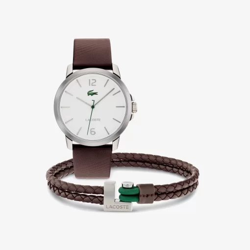 Lacoste Uhren>Herren Geschenkset Bestehend Aus Uhr Und Schmuckstuck Braun 000