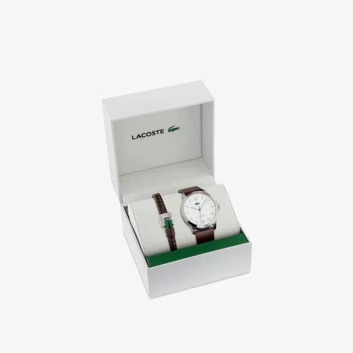 Lacoste Uhren>Herren Geschenkset Bestehend Aus Uhr Und Schmuckstuck Braun 000