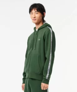 Lacoste Sweatshirts>Herren Jogger Pulli Mit Logo-Streifen Und Reisverschluss Dunkelgrun Smi