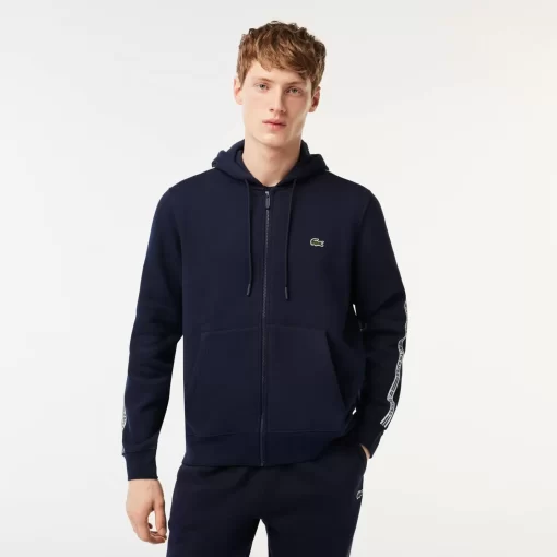 Lacoste Sweatshirts>Herren Jogger Pulli Mit Logo-Streifen Und Reisverschluss Navy Blau 166