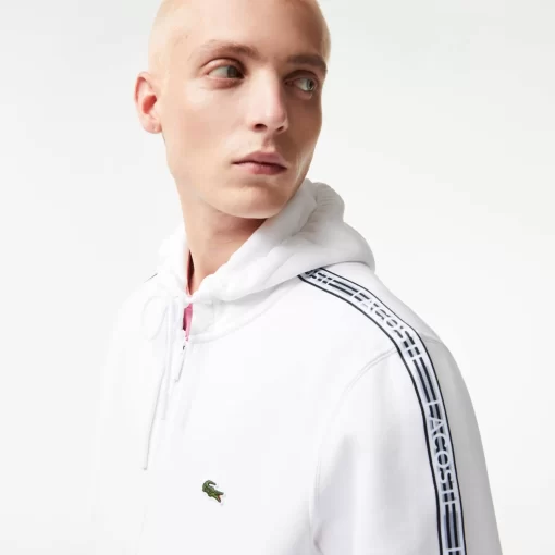 Lacoste Sweatshirts>Herren Jogger Pulli Mit Logo-Streifen Und Reisverschluss Weis 001