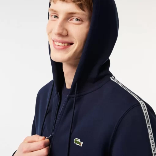 Lacoste Sweatshirts>Herren Jogger Pulli Mit Logo-Streifen Und Reisverschluss Navy Blau 166