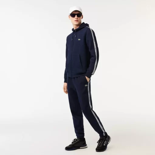 Lacoste Sweatshirts>Herren Jogger Pulli Mit Logo-Streifen Und Reisverschluss Navy Blau 166