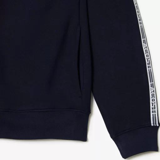 Lacoste Sweatshirts>Herren Jogger Pulli Mit Logo-Streifen Und Reisverschluss Navy Blau 166