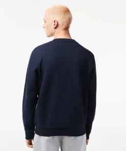 Lacoste Sweatshirts>Herren Jogger-Sweatshirt Aus Flanell Mit Logostreifen Navy Blau 166