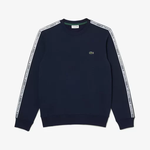 Lacoste Sweatshirts>Herren Jogger-Sweatshirt Aus Flanell Mit Logostreifen Navy Blau 166