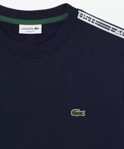 Lacoste Sweatshirts>Herren Jogger-Sweatshirt Aus Flanell Mit Logostreifen Navy Blau 166