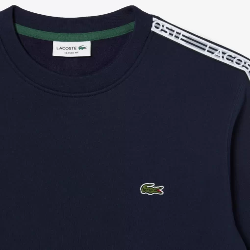 Lacoste Sweatshirts>Herren Jogger-Sweatshirt Aus Flanell Mit Logostreifen Navy Blau 166