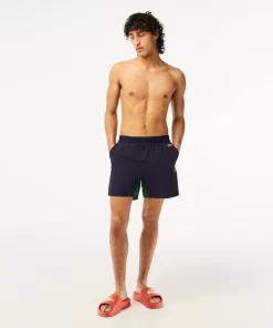 Lacoste Badebekleidung>Herren Badehose Aus Recyceltem Polyamid Mit Colourblock Navy Blau / Grun / Weis Yun