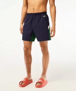 Lacoste Badebekleidung>Herren Badehose Aus Recyceltem Polyamid Mit Colourblock Navy Blau / Grun / Weis Yun