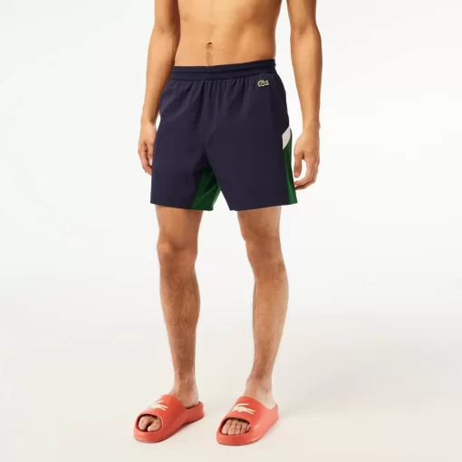 Lacoste Badebekleidung>Herren Badehose Aus Recyceltem Polyamid Mit Colourblock Navy Blau / Grun / Weis Yun