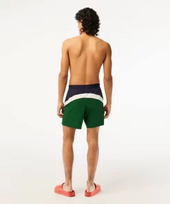 Lacoste Badebekleidung>Herren Badehose Aus Recyceltem Polyamid Mit Colourblock Navy Blau / Grun / Weis Yun