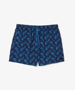 Lacoste Badebekleidung>Herren Badehose Aus Recyceltem Polyester Mit Aufdruck Navy Blau / Blau F65