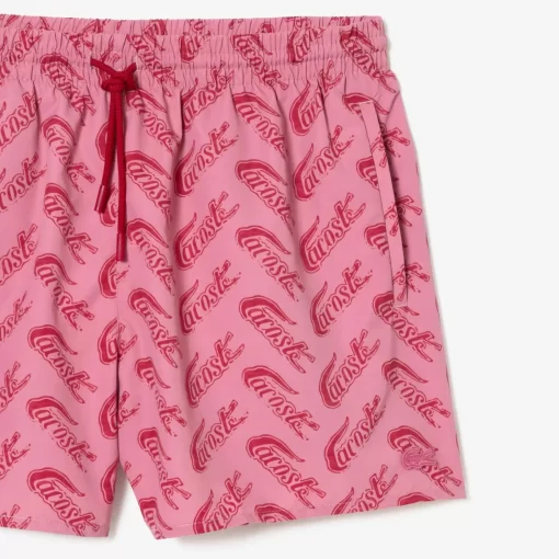 Lacoste Badebekleidung>Herren Badehose Aus Recyceltem Polyester Mit Aufdruck Rot / Weis Ay1