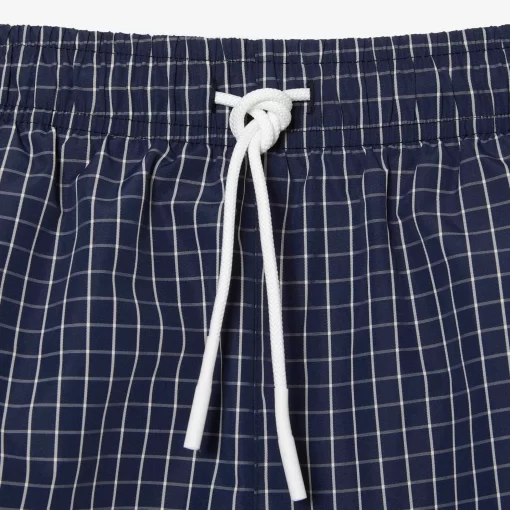 Lacoste Badebekleidung>Herren Badehose Aus Recyceltem Polyester Mit Karomuster Navy Blau / Weis Xch