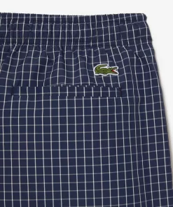 Lacoste Badebekleidung>Herren Badehose Aus Recyceltem Polyester Mit Karomuster Navy Blau / Weis Xch