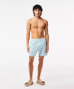 Lacoste Badebekleidung>Herren Badehose Zweifarbig Mit Aufdruck Grun / Hellgrun Cr5