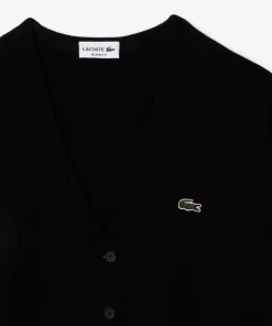 Lacoste Pullover>Herren Cardigan Aus Bio-Baumwolle Mit V-Ausschnitt Schwarz 031