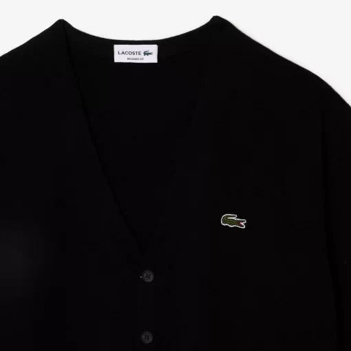 Lacoste Pullover>Herren Cardigan Aus Bio-Baumwolle Mit V-Ausschnitt Schwarz 031