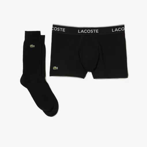 Lacoste Unterwäsche & Loungewear>Herren Geschenkset Mit Trunks Und Socken Schwarz 031