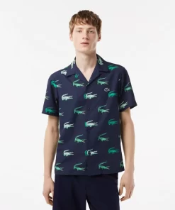 Lacoste Golf>Herren Golf Hemd Mit Kurzen Armeln Mit Aufdruck Navy Blau 166