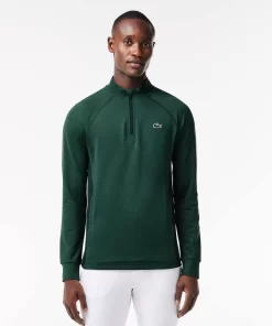 Lacoste Golf>Herren Golf Sweatshirt Mit Rundhals Mit Einsatz Dunkelgrun / Grun Rib