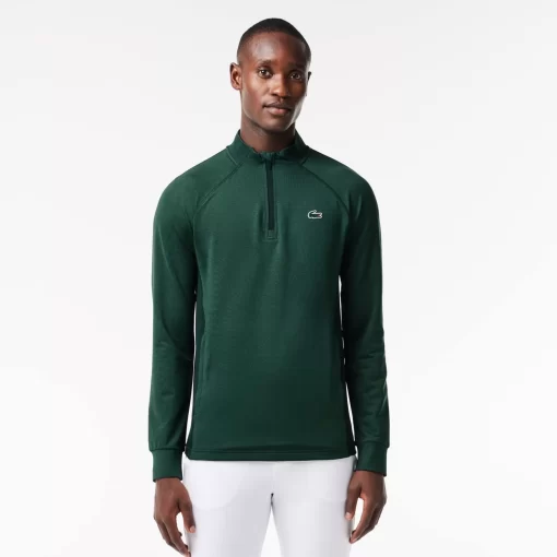 Lacoste Golf>Herren Golf Sweatshirt Mit Rundhals Mit Einsatz Dunkelgrun / Grun Rib