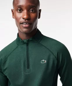 Lacoste Golf>Herren Golf Sweatshirt Mit Rundhals Mit Einsatz Dunkelgrun / Grun Rib