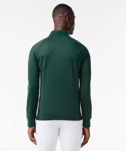 Lacoste Golf>Herren Golf Sweatshirt Mit Rundhals Mit Einsatz Dunkelgrun / Grun Rib