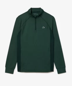 Lacoste Golf>Herren Golf Sweatshirt Mit Rundhals Mit Einsatz Dunkelgrun / Grun Rib