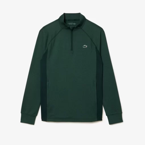 Lacoste Golf>Herren Golf Sweatshirt Mit Rundhals Mit Einsatz Dunkelgrun / Grun Rib