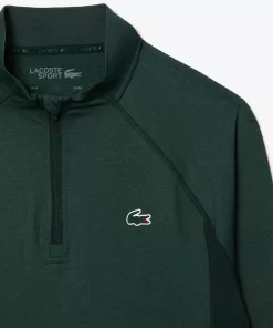 Lacoste Golf>Herren Golf Sweatshirt Mit Rundhals Mit Einsatz Dunkelgrun / Grun Rib