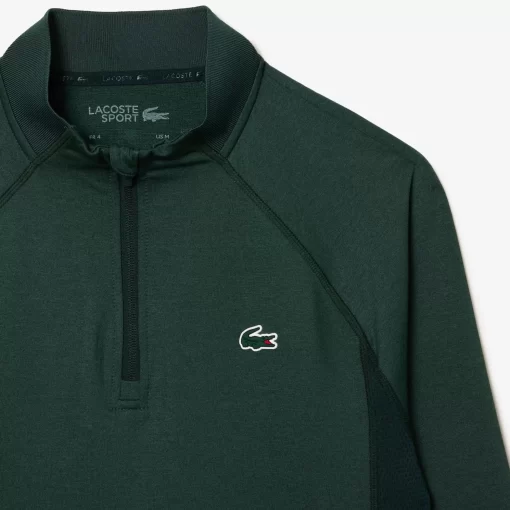 Lacoste Golf>Herren Golf Sweatshirt Mit Rundhals Mit Einsatz Dunkelgrun / Grun Rib