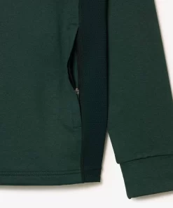 Lacoste Golf>Herren Golf Sweatshirt Mit Rundhals Mit Einsatz Dunkelgrun / Grun Rib