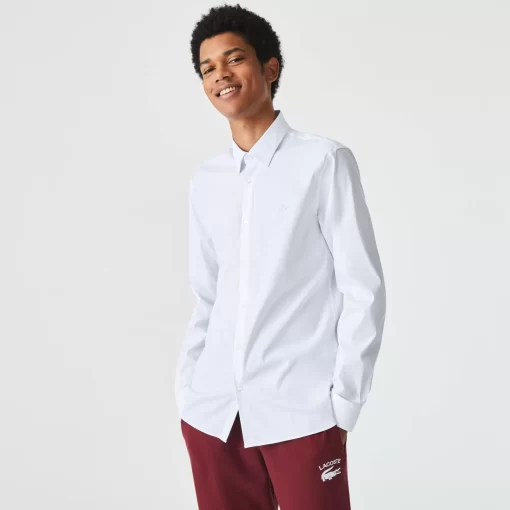 Lacoste Hemden>Herren Hemd Aus Baumwoll-Popeline Mit French-Kragen Weis 001