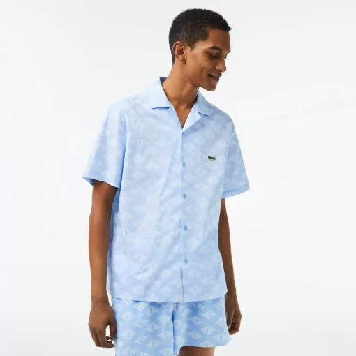 Lacoste Hemden>Herren Hemd Mit Monogramm-Aufdruck Blau / Weis Fv2