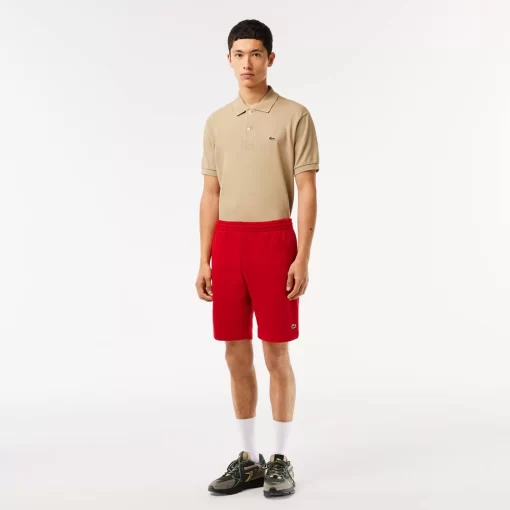 Lacoste Hosen & Shorts>Herren Jogger Shorts Aus Aufgerautem Bio-Baumwoll-Fleece Rot 240