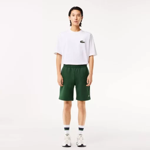 Lacoste Hosen & Shorts>Herren Jogger Shorts Aus Aufgerautem Bio-Baumwoll-Fleece Grun 132