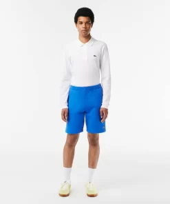 Lacoste Hosen & Shorts>Herren Jogger Shorts Aus Aufgerautem Bio-Baumwoll-Fleece Blau Siy