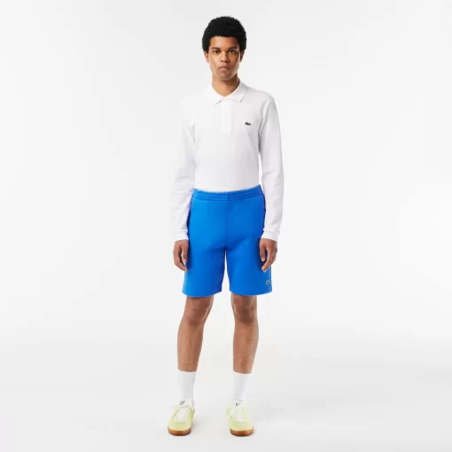 Lacoste Hosen & Shorts>Herren Jogger Shorts Aus Aufgerautem Bio-Baumwoll-Fleece Blau Siy