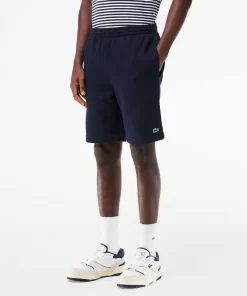 Lacoste Hosen & Shorts>Herren Jogger Shorts Aus Aufgerautem Bio-Baumwoll-Fleece Navy Blau 166