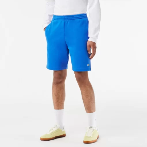 Lacoste Hosen & Shorts>Herren Jogger Shorts Aus Aufgerautem Bio-Baumwoll-Fleece Blau Siy