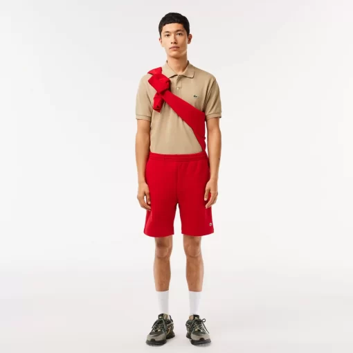 Lacoste Hosen & Shorts>Herren Jogger Shorts Aus Aufgerautem Bio-Baumwoll-Fleece Rot 240