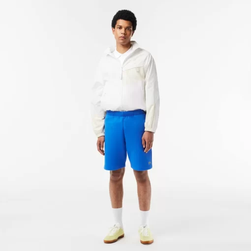 Lacoste Hosen & Shorts>Herren Jogger Shorts Aus Aufgerautem Bio-Baumwoll-Fleece Blau Siy